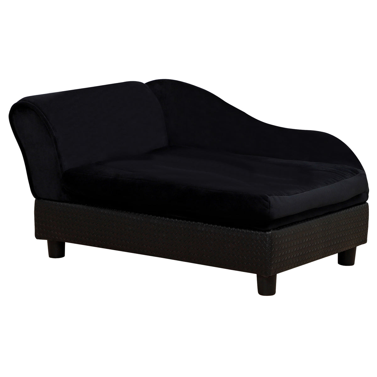 Pet Sofa Bed Couch with Storage for Cats and Small Dogs – Black / 740x485x165 mm