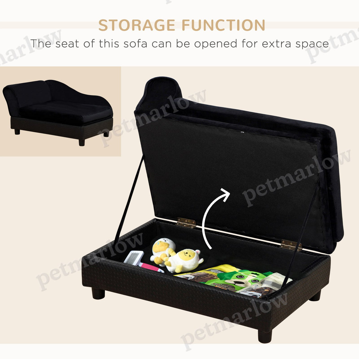 Pet Sofa Bed Couch with Storage for Cats and Small Dogs – view 5
