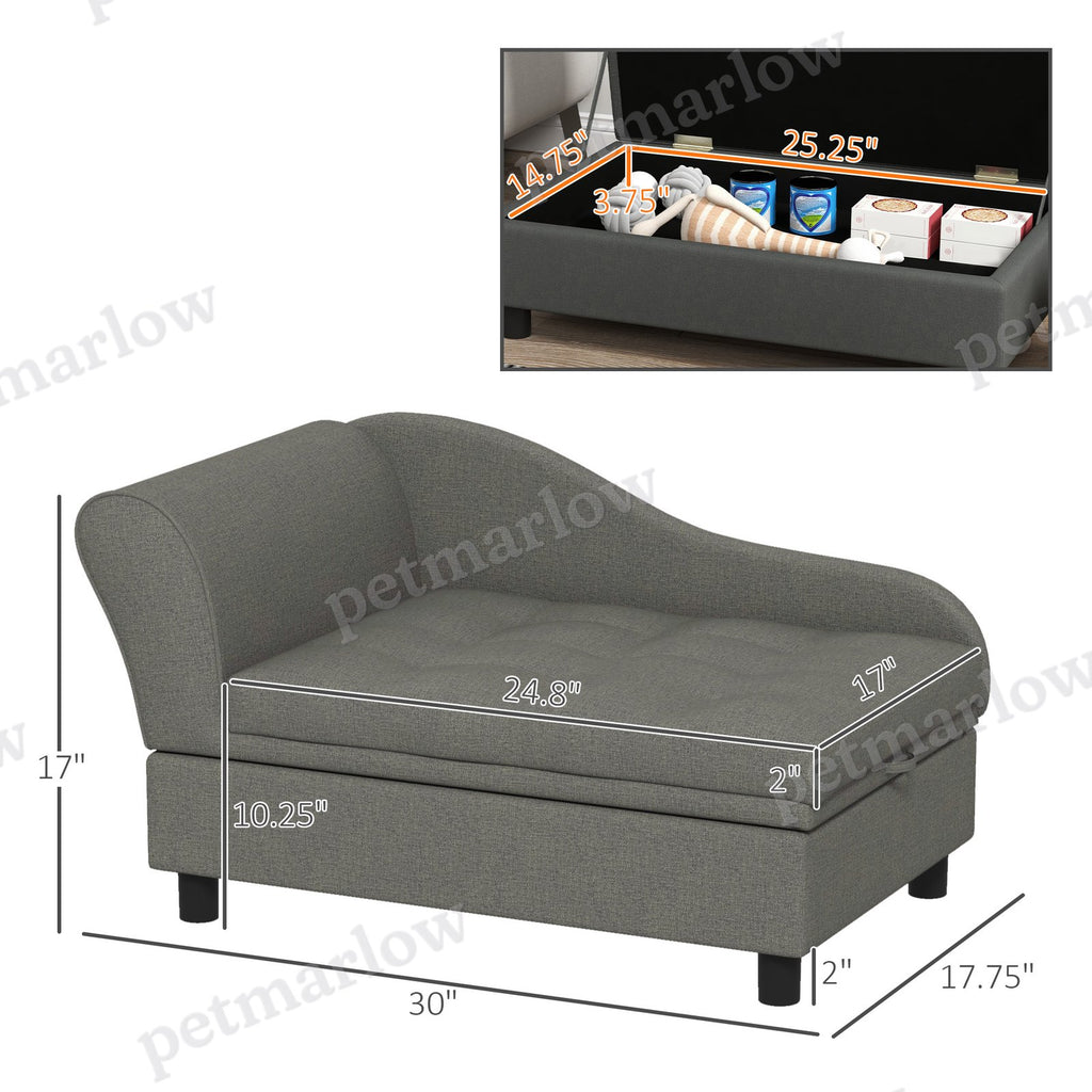 Pet Sofa Dog Sofa for Small Dogs with Storage, Gray – view 3