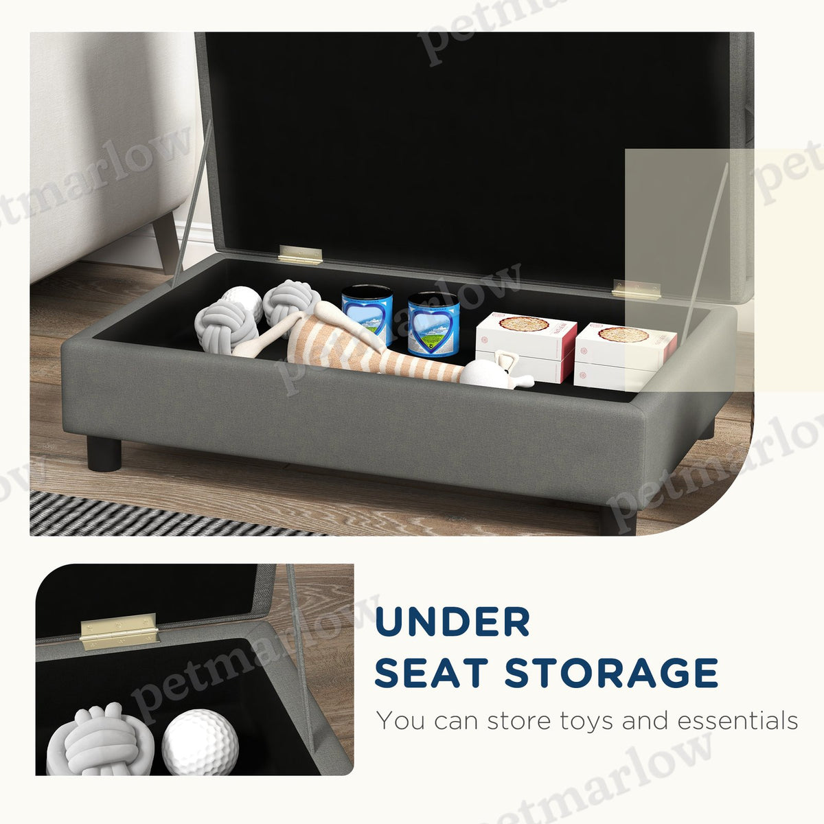 Pet Sofa Dog Sofa for Small Dogs with Storage, Gray – view 4