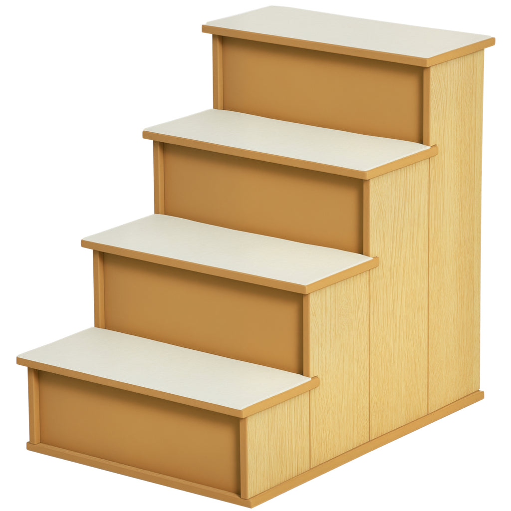 Pet Stairs for Dogs and Cats with Cushioned Steps – Natural Wood / 640x460x110 mm