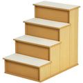 Pet Stairs for Dogs and Cats with Cushioned Steps – Natural Wood / 640x460x110 mm