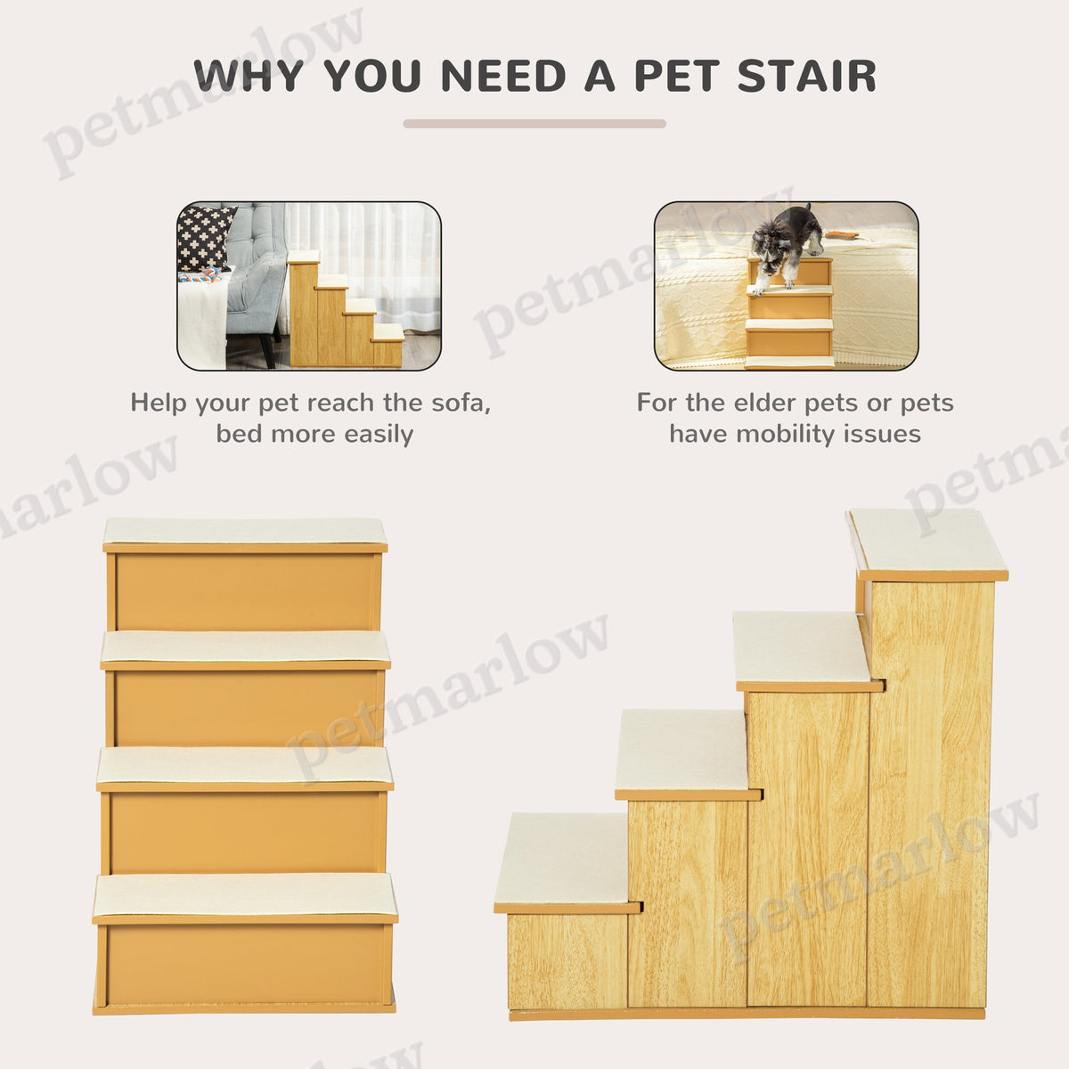 Pet Stairs for Dogs and Cats with Cushioned Steps – view 5