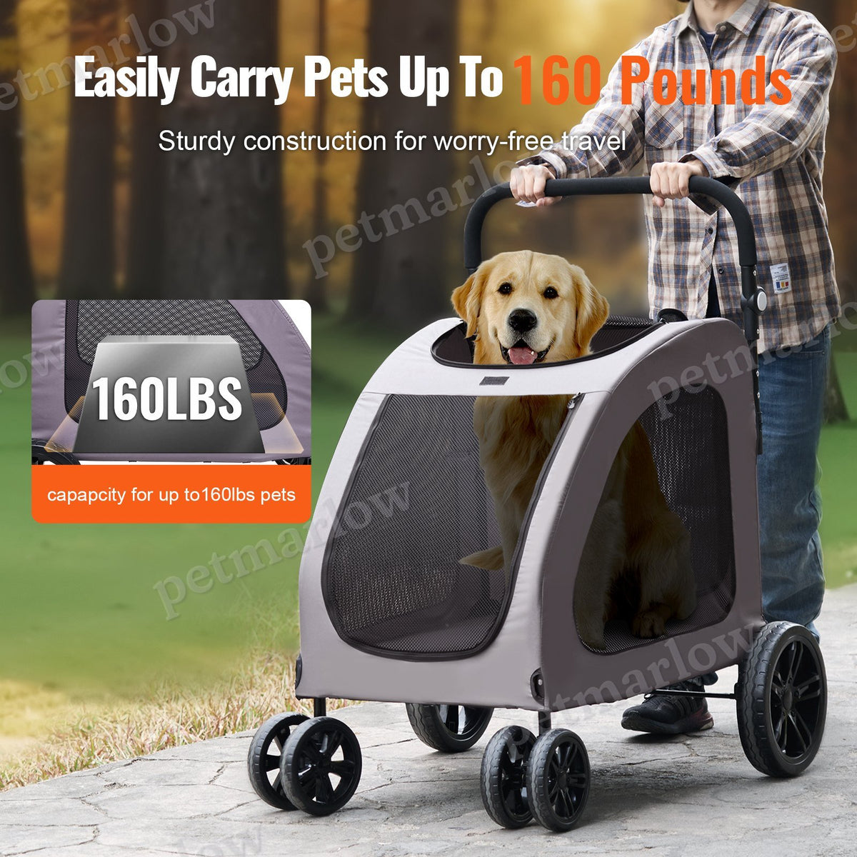 4-Wheel Pet Stroller Carrier for Dogs – view 3