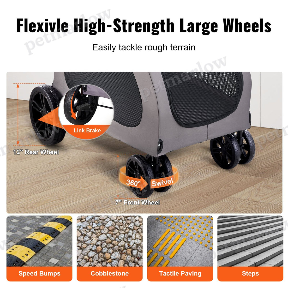 4-Wheel Pet Stroller Carrier for Dogs – view 6