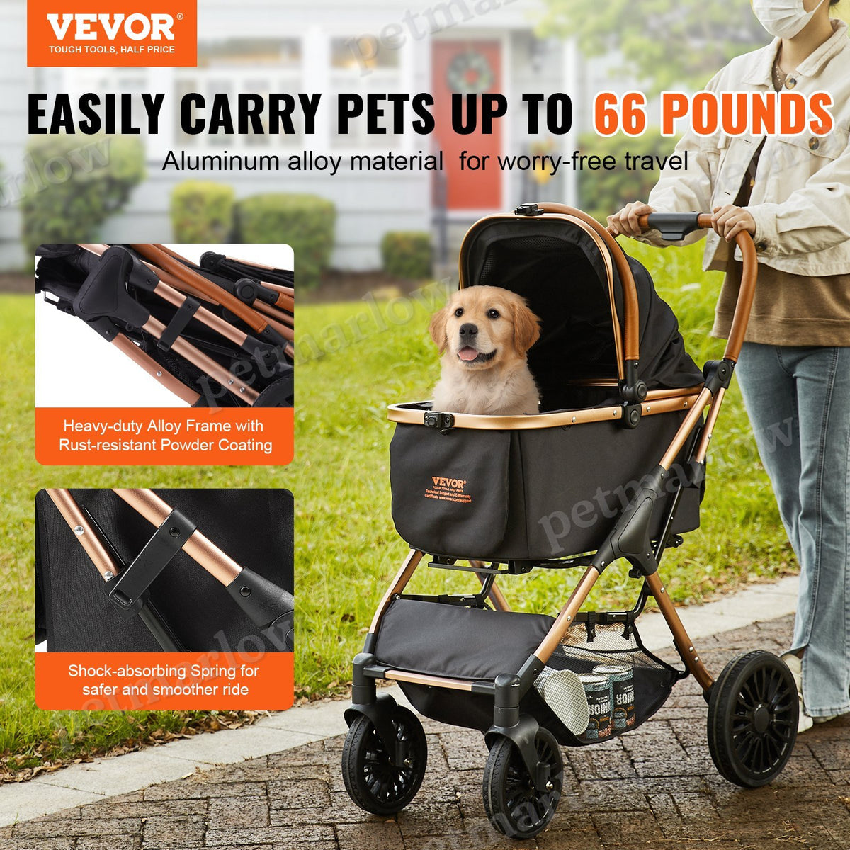 Pet Stroller with Detachable Carrier – view 5