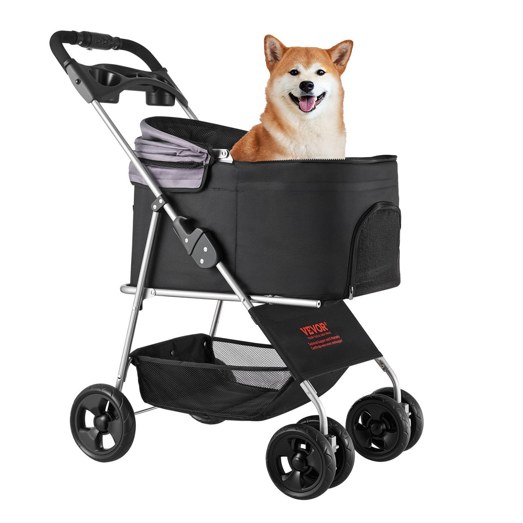 Pet Stroller Foldable 4 Wheels Dog Carrier Up To 35lbs