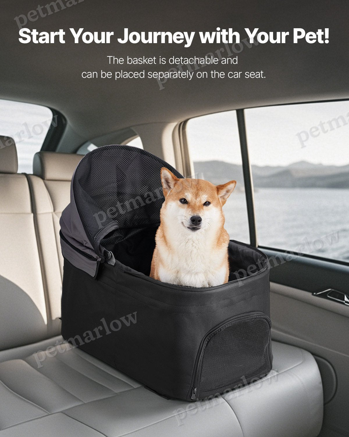 Pet Stroller Foldable 4 Wheels Dog Carrier Up To 35lbs – view 4