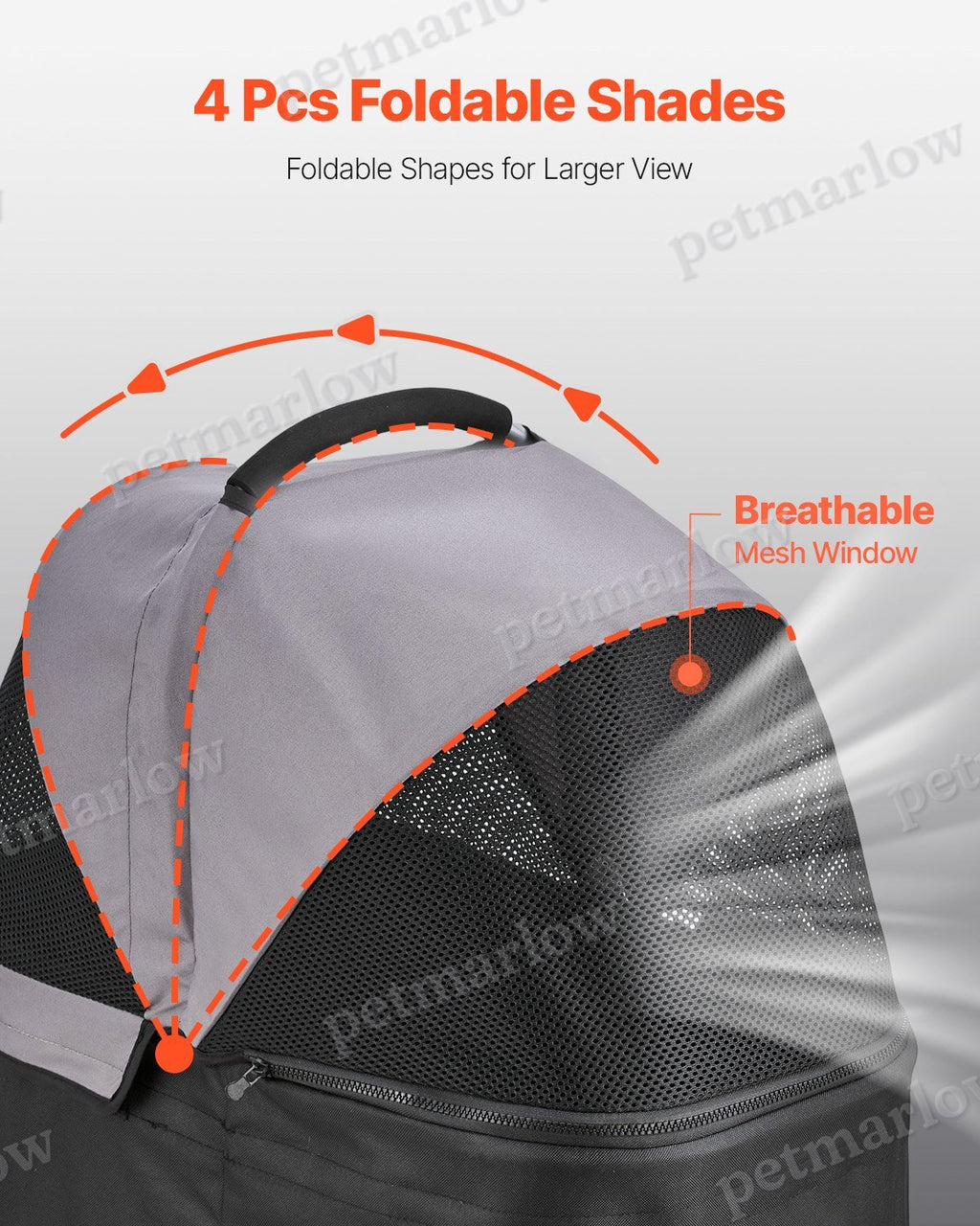 Pet Stroller Foldable 4 Wheels Dog Carrier Up To 35lbs – view 5