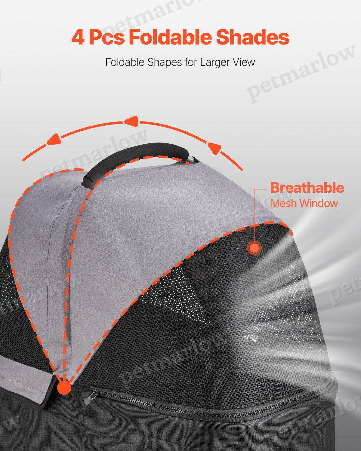 Pet Stroller Foldable 4 Wheels Dog Carrier Up To 35lbs – view 5