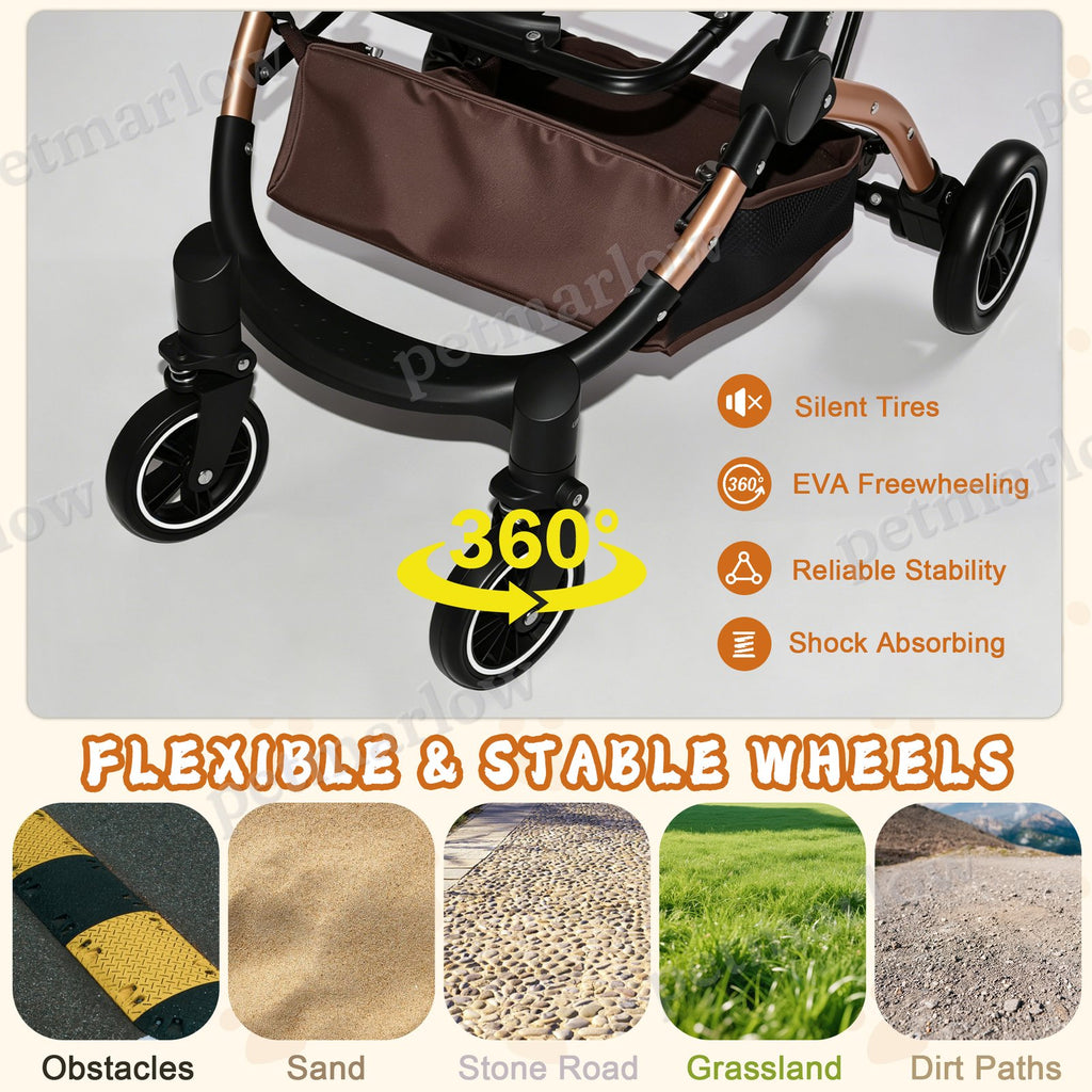 2-in-1 Detachable Pet Stroller for Dogs and Cats – view 6