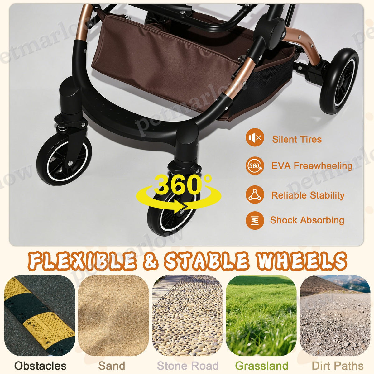 2-in-1 Detachable Pet Stroller for Dogs and Cats – view 6