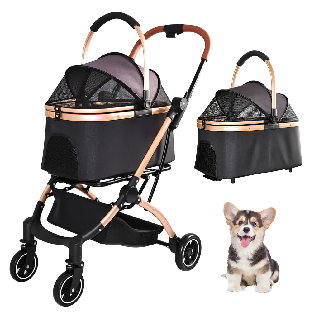 Pet Stroller for Dogs and Cats with Detachable Basket