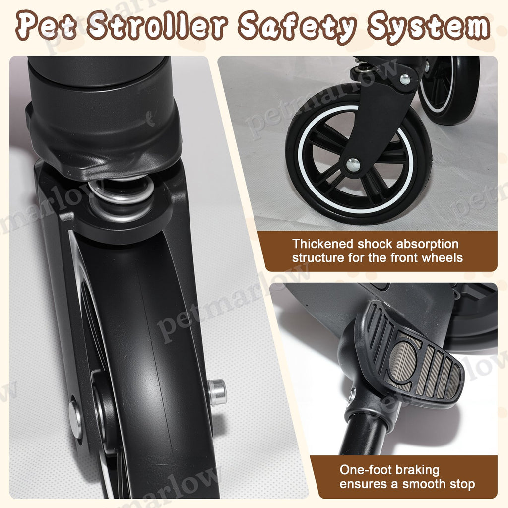 Pet Stroller for Dogs and Cats with Detachable Basket – view 5