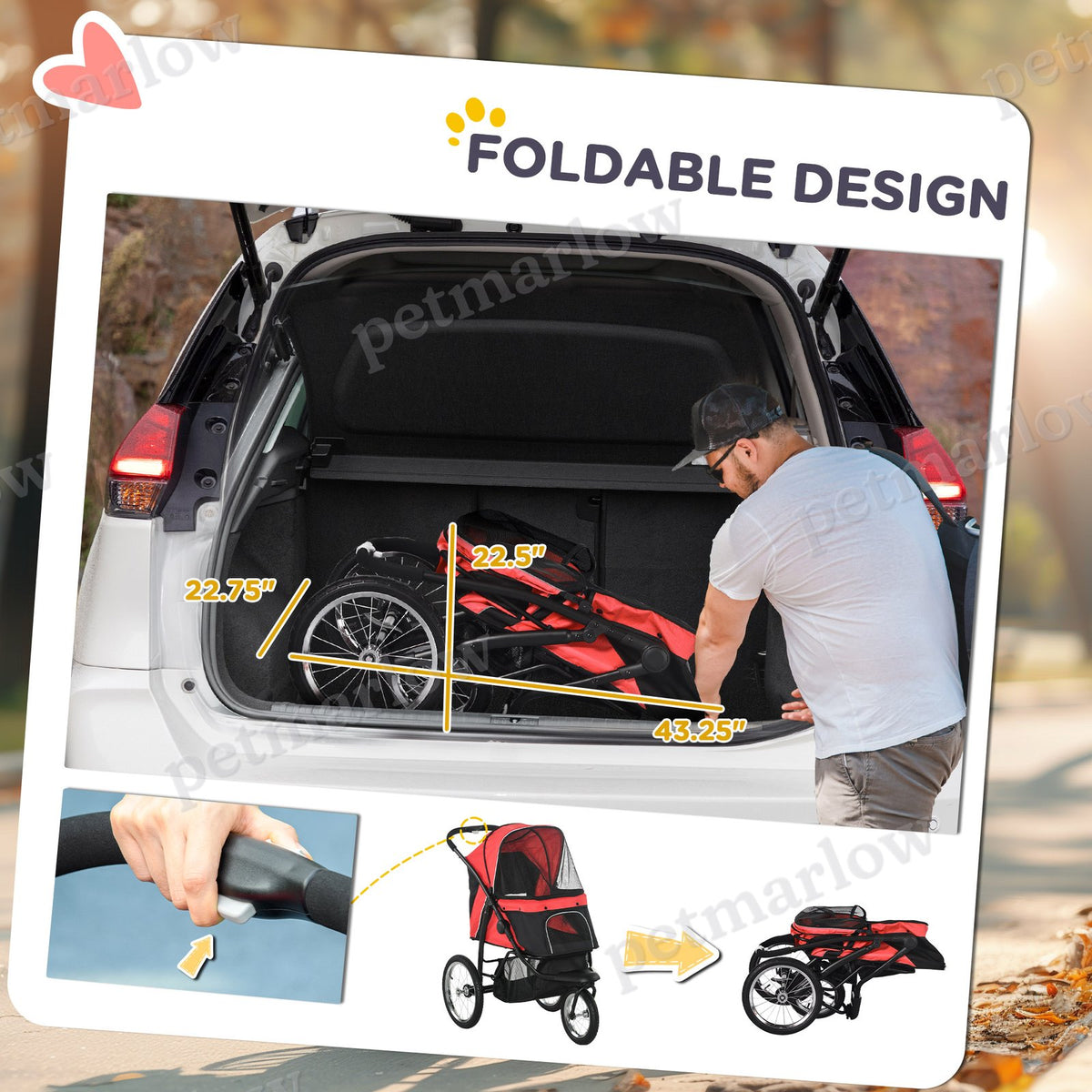 Pet Stroller for Small and Medium Dogs with Adjustable Canopy