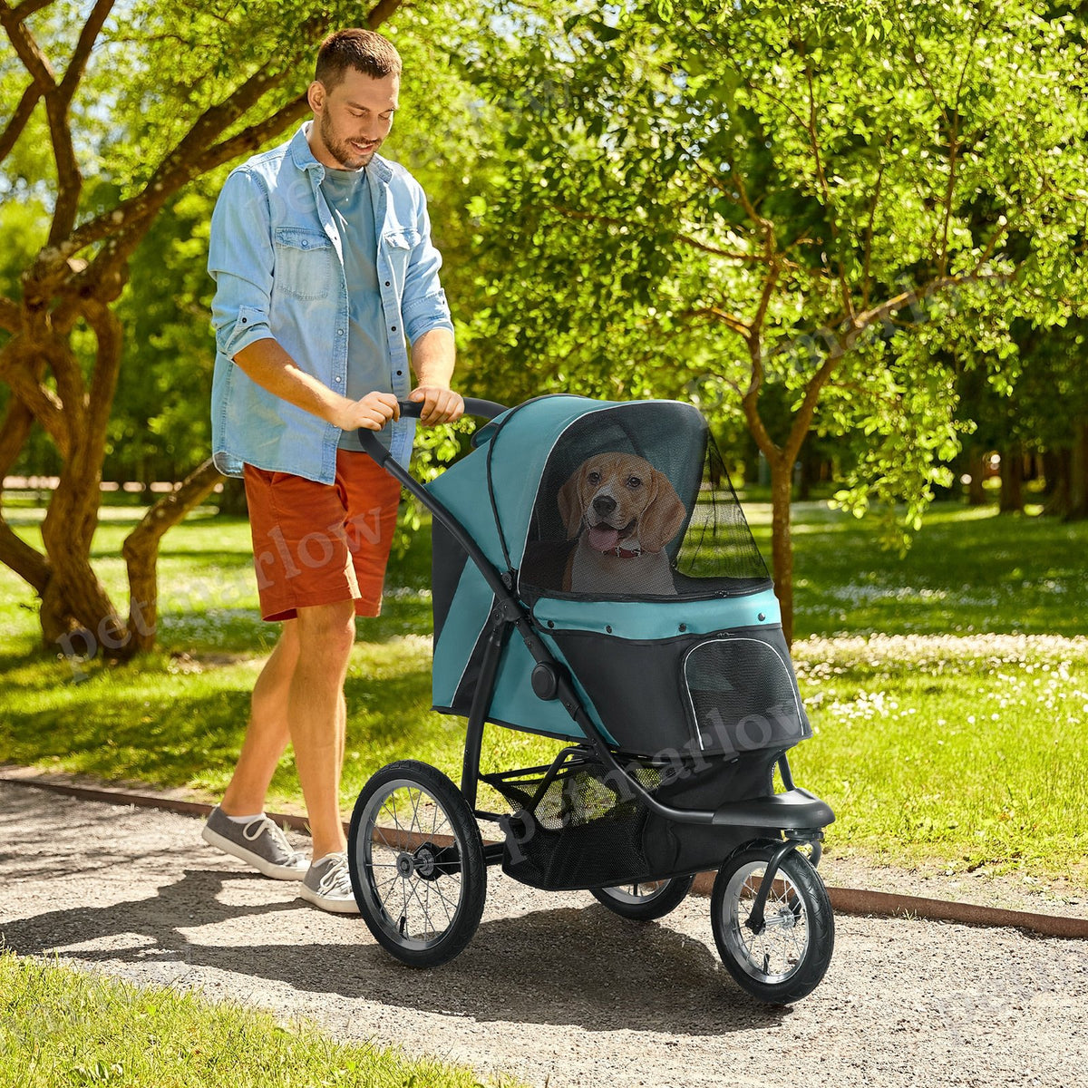 Pet Stroller for Small and Medium Dogs with Adjustable Canopy