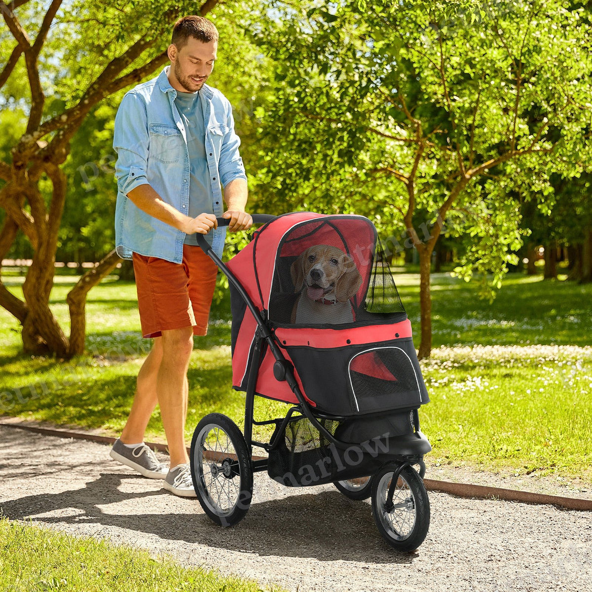 Pet Stroller for Small and Medium Dogs with Adjustable Canopy