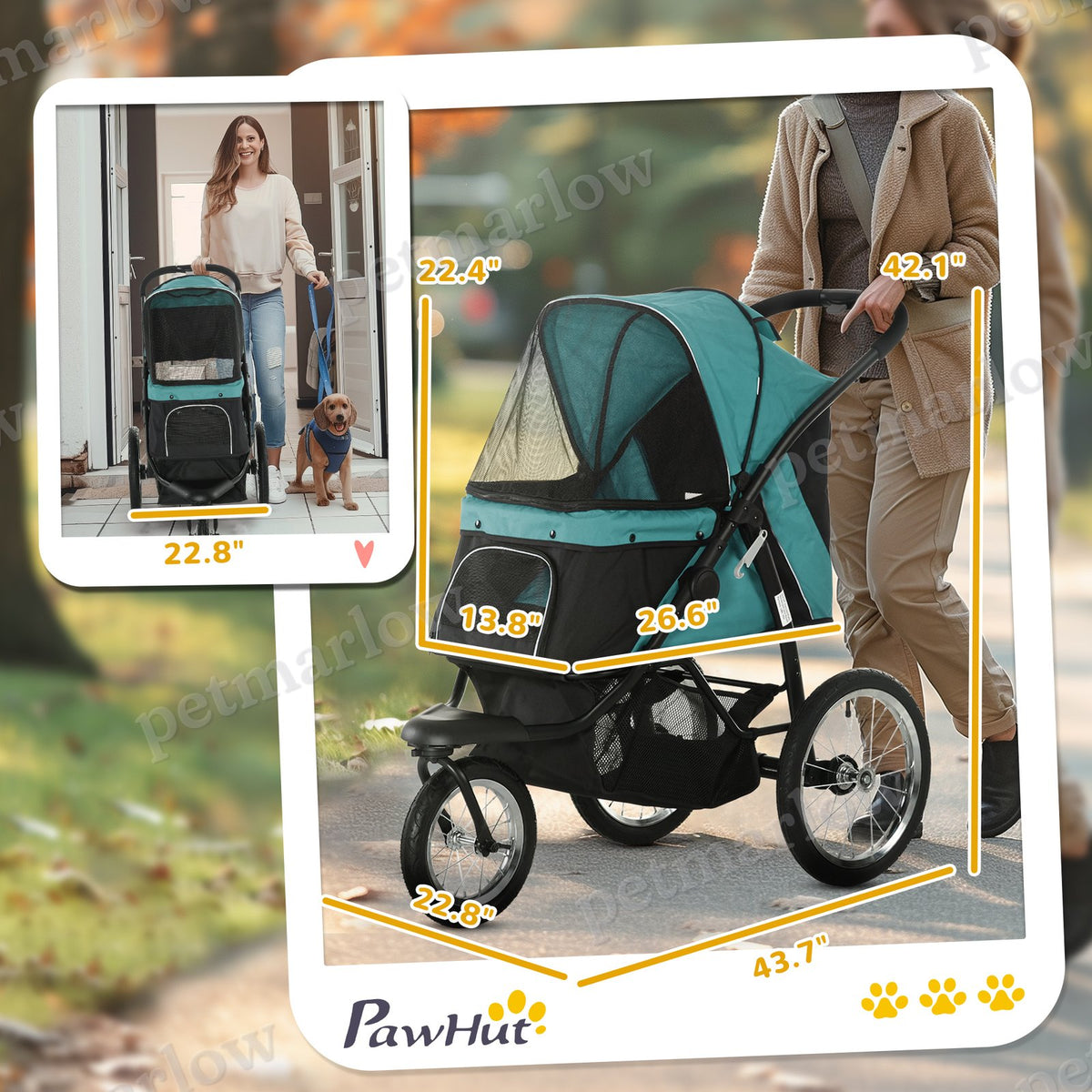 Pet Stroller for Small and Medium Dogs with Adjustable Canopy