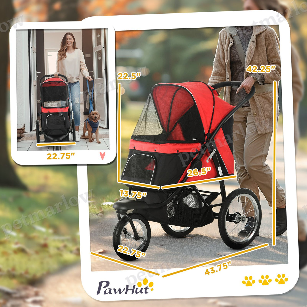 Pet Stroller for Small and Medium Dogs with Adjustable Canopy