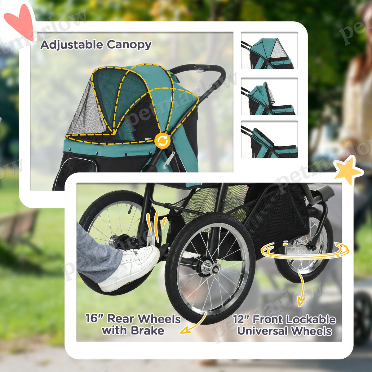 Pet Stroller for Small and Medium Dogs with Adjustable Canopy