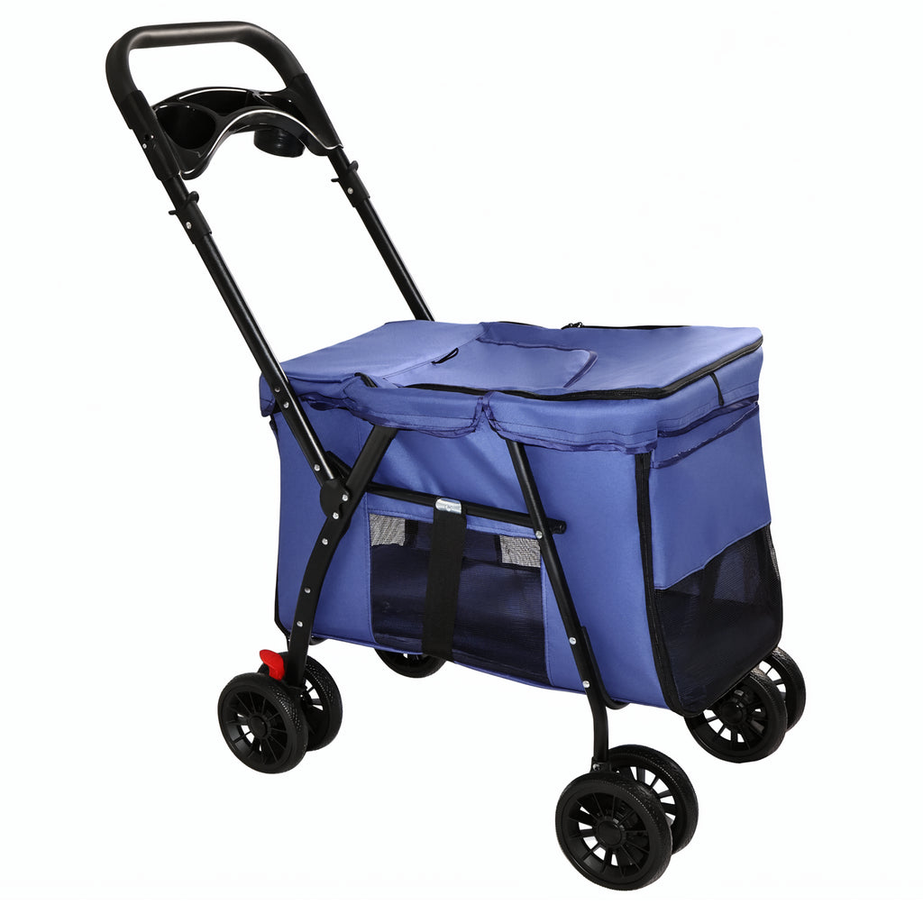 Pet Stroller with Foldable Design and Shockproof Wheels