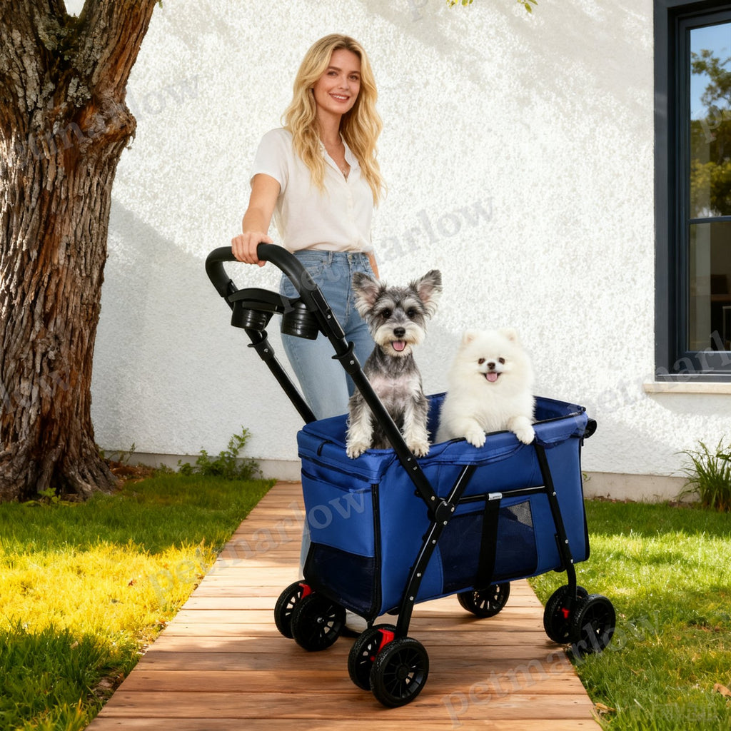Pet Stroller with Foldable Design and Shockproof Wheels