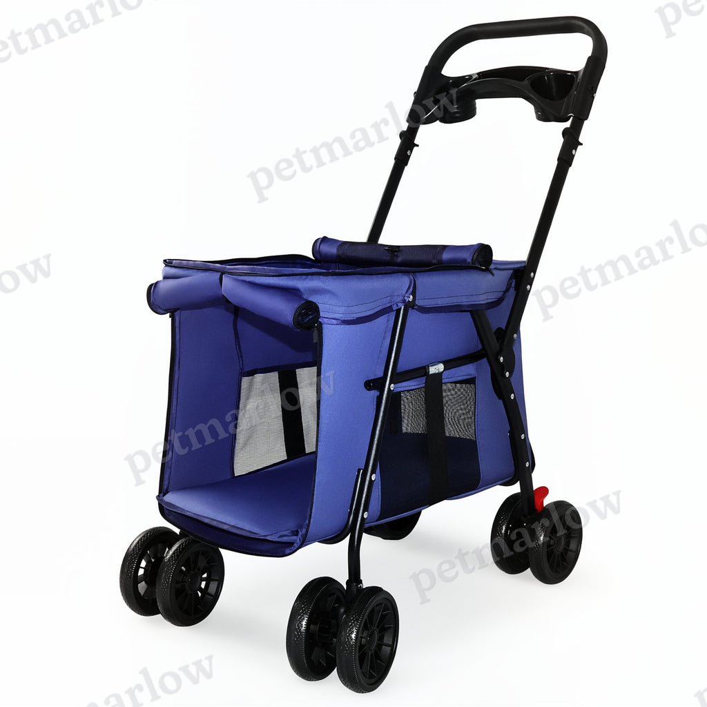Pet Stroller with Foldable Design and Shockproof Wheels