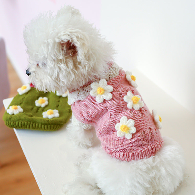 Pet Sweater for Dogs and Cats - Warm and Comfortable – Suit / Flowers / L