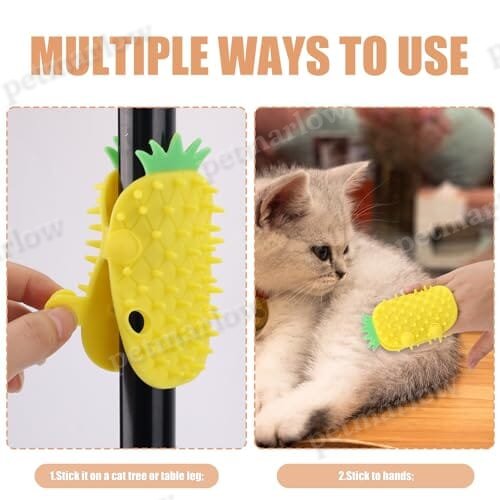 Pineapple Self Cleaning Cat Brush 2-in-1 Tickling Comb Pet Brush – view 6