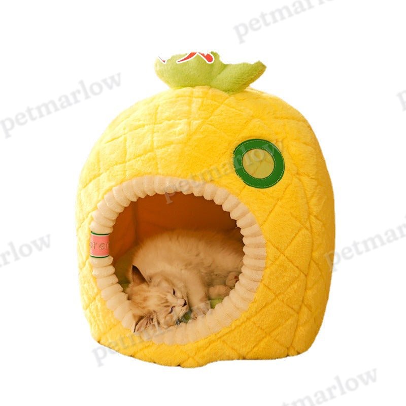 Pineapple – Soft and Comfortable Sleeping Cave for Cats, Fruit-Design Pet Bed – view 2