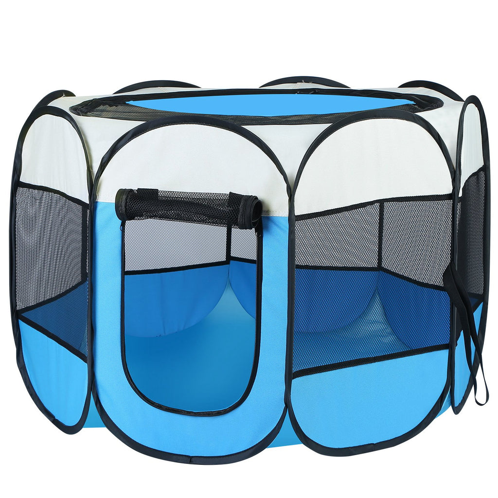 Portable Foldable Pet Tent Exercise Pen – Blue