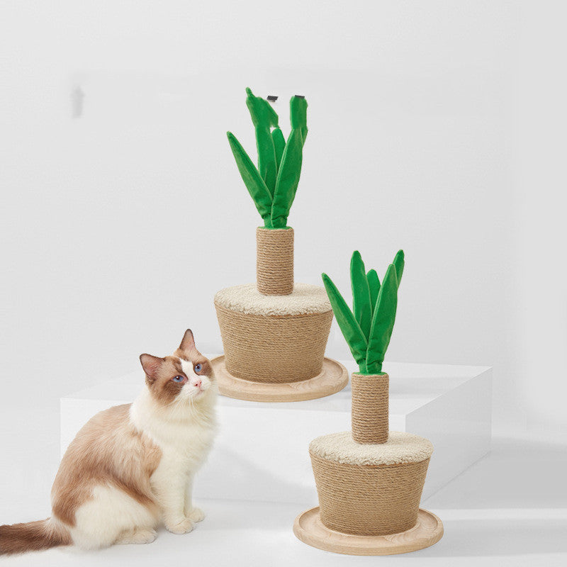 Plant-Style Cat Tree – Sisal Scratching Trunk with Soft Leaves, Home Scratching Furniture for Cats – Plant Pot Cat Tree
