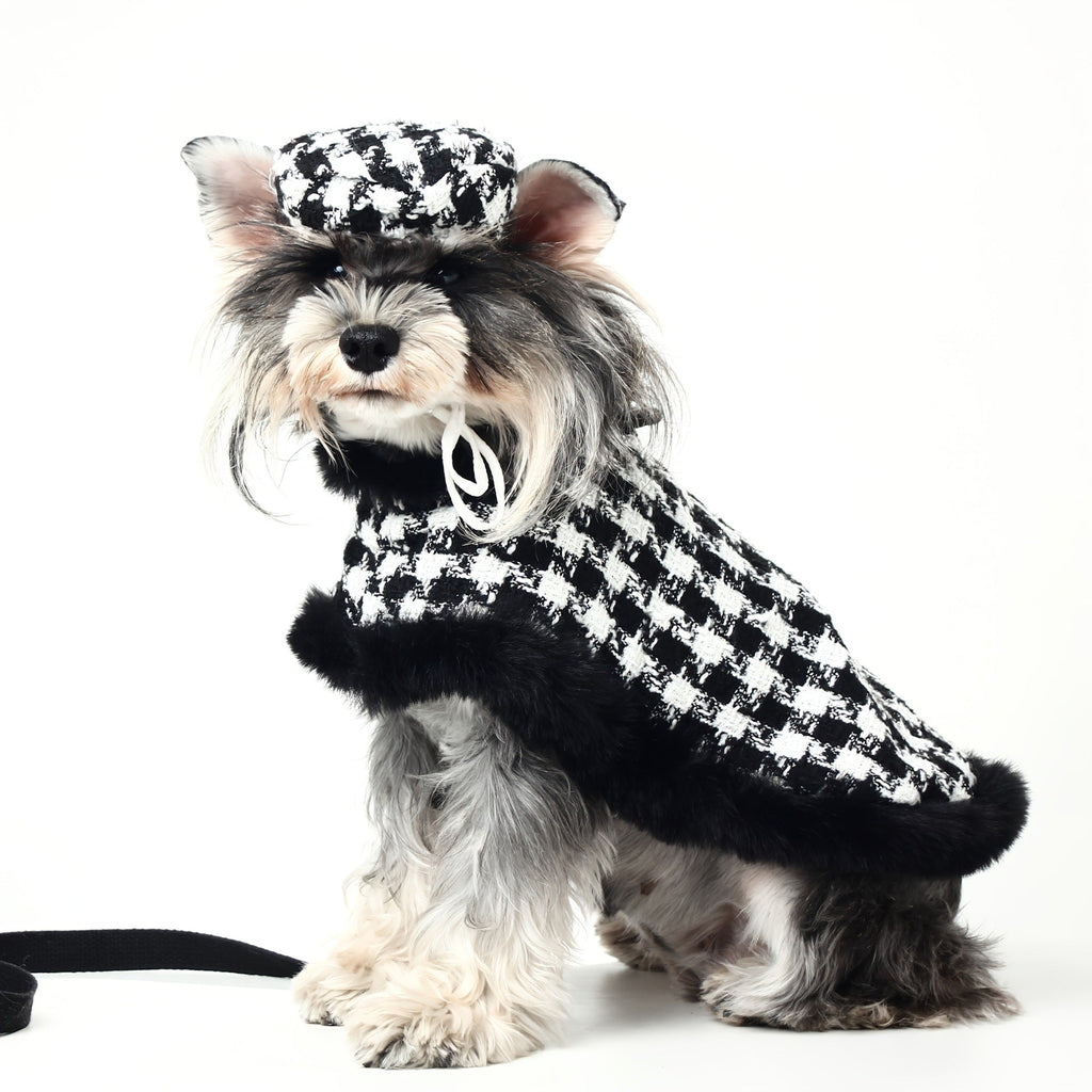 Plush Cape Coat And Hat Set For Small And Medium-Sized Dogs – Black / L