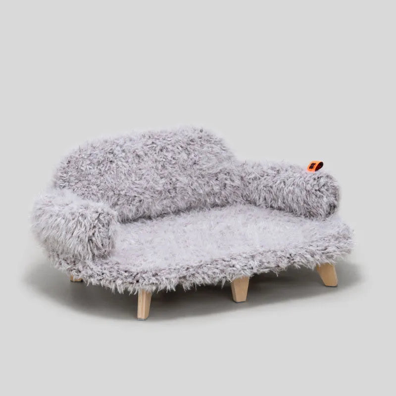 Plush Cozy Sofa for Dogs and Cats – Grey / All Match Light Brown