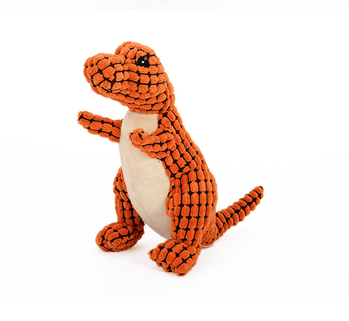 Squeaky Dinosaur Dog Toy – Orange / 25cm / 10"