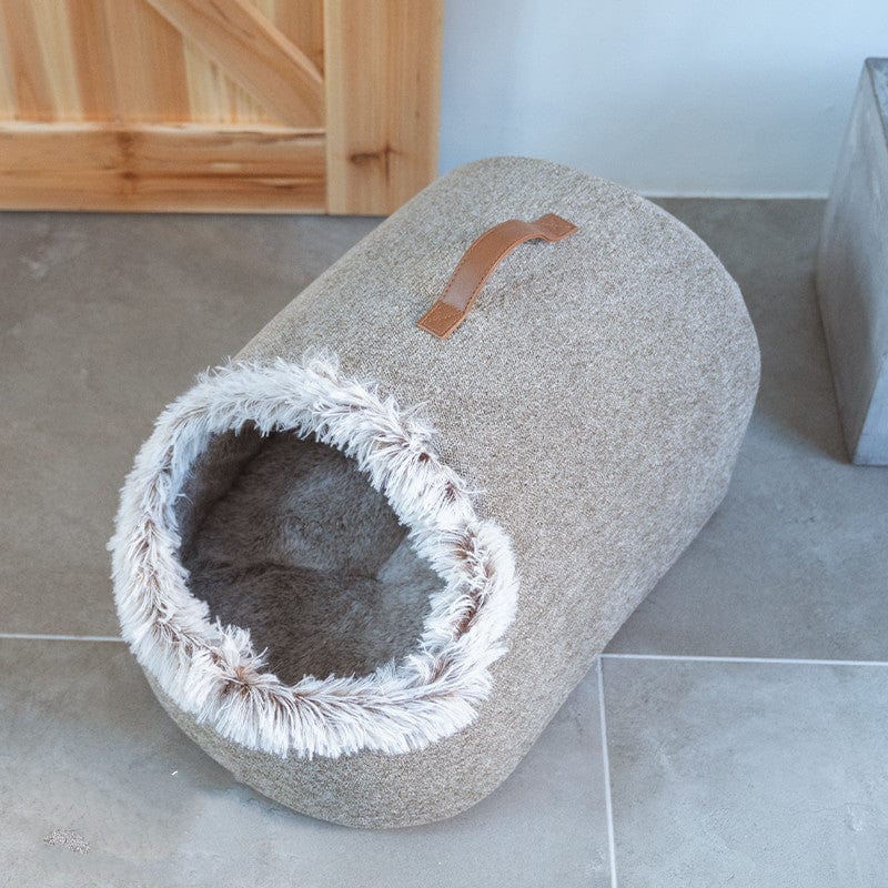Plush Fur Lined Cat Cave – Beige