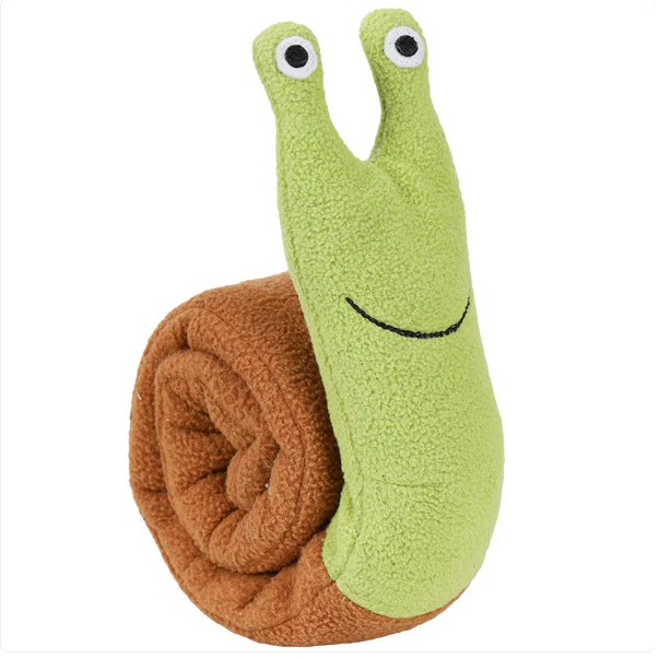 Plush Snail-Shaped Dog Toy with Crinkle Effect and Squeaker – Snuffle Snail Toy