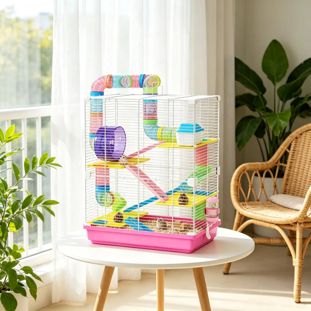 Portable 5-Tier Hamster Cage for Small Animals