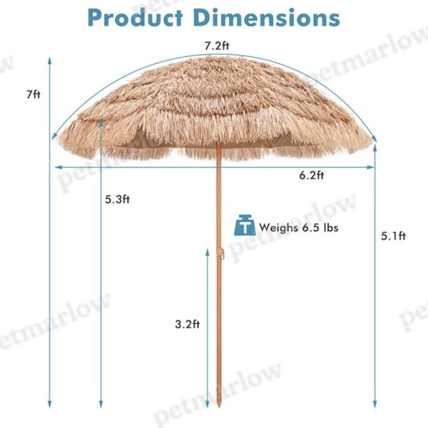 Portable Beach Umbrella with Adjustable Tilt for Shade – view 4