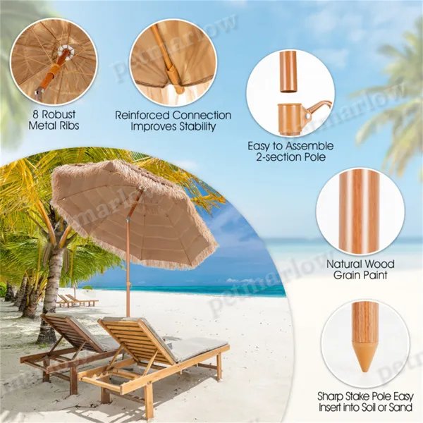 Portable Beach Umbrella with Adjustable Tilt for Shade – view 6