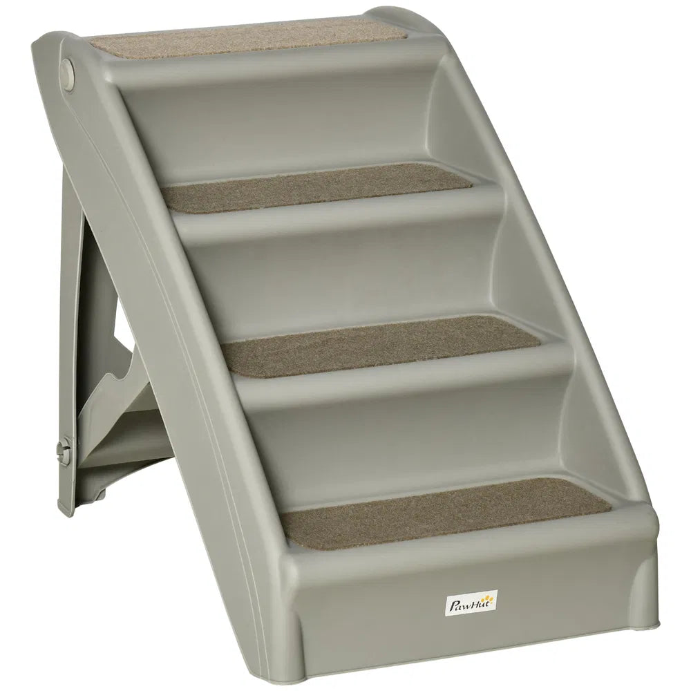 Portable Dog Stairs for Small Pets, Foldable and Non-Slip – Grey