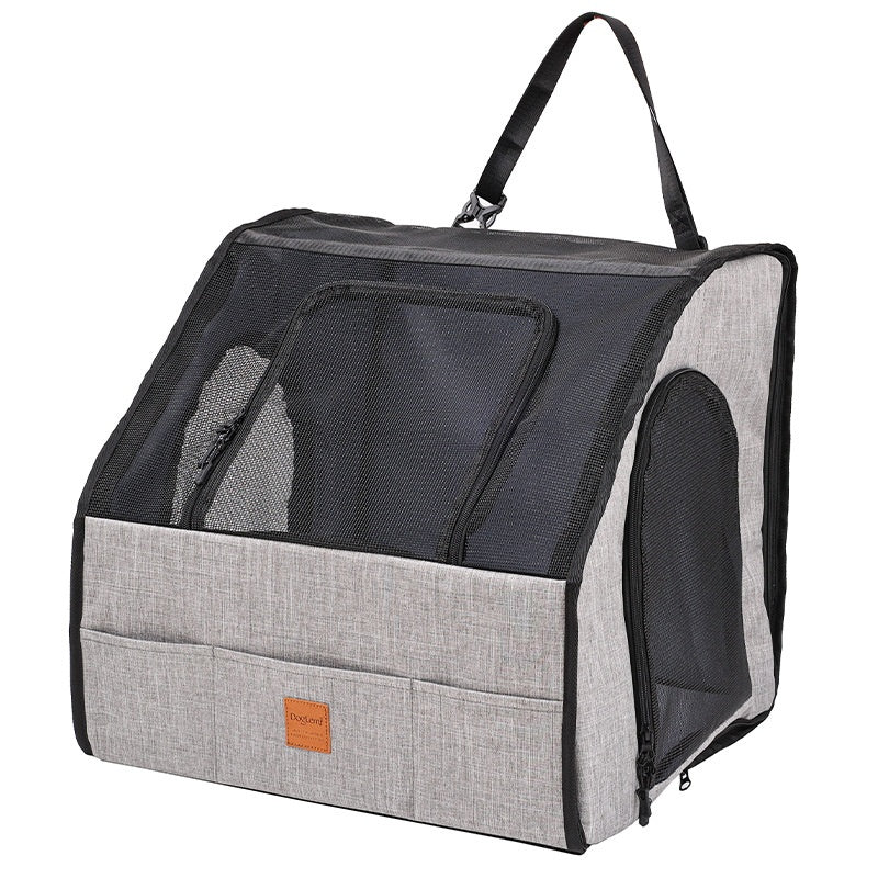 Portable Foldable Car Waterproof Pet Cage – Gray / M