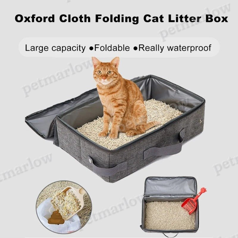 Portable Foldable Cat Travel Litter Box With Zipper Waterproof Oxford Cloth PP Board – view 4