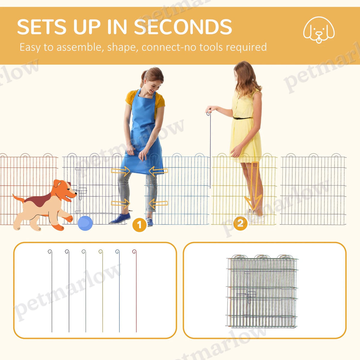Portable Hexagon Dog Playpen with Step-Through Door – view 3
