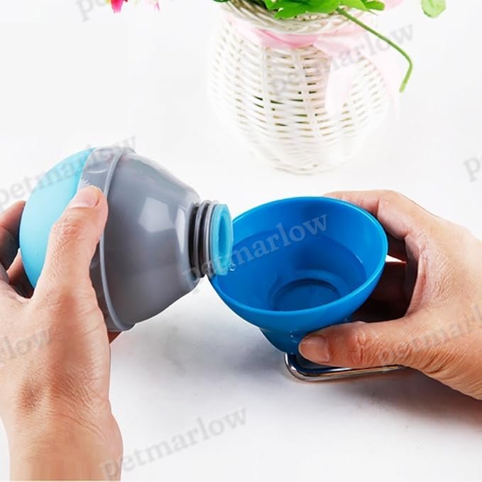 Portable Pet Water Bottle with Built-In Bowl and Carabiner – view 3
