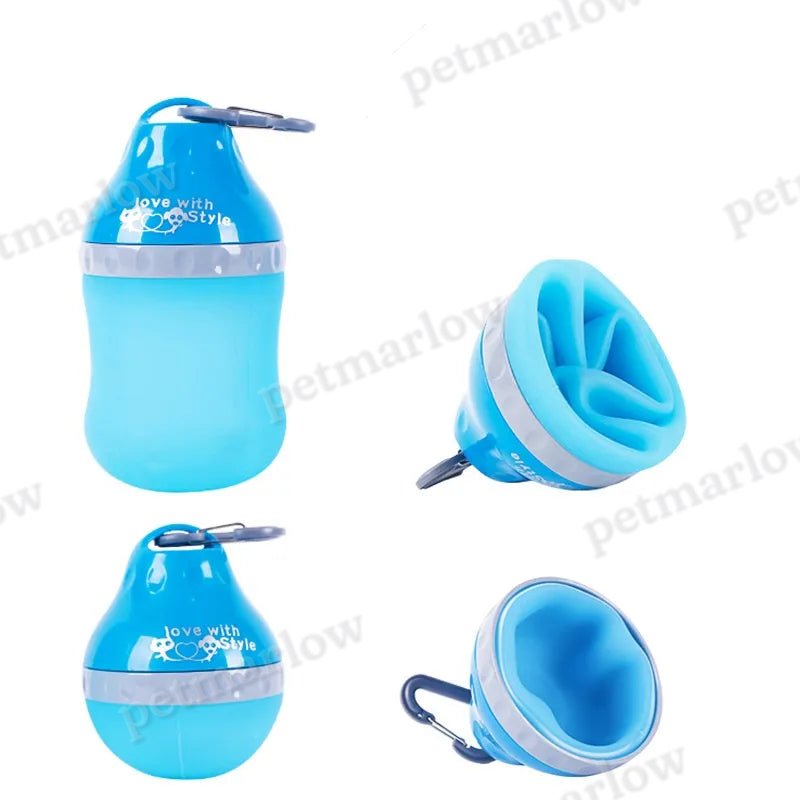 Portable Pet Water Bottle with Built-In Bowl and Carabiner – view 5