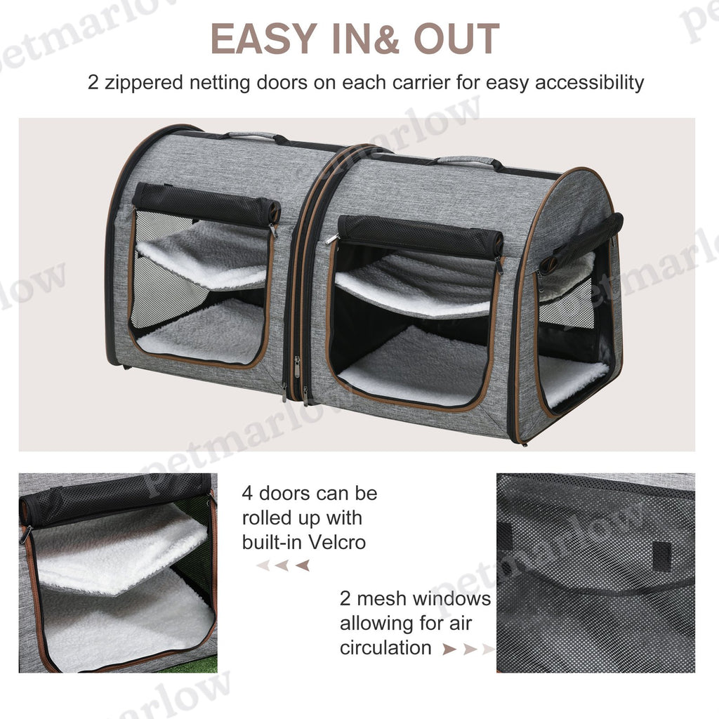 Portable Soft-Sided Cat Carrier for Travel with Divider – view 6