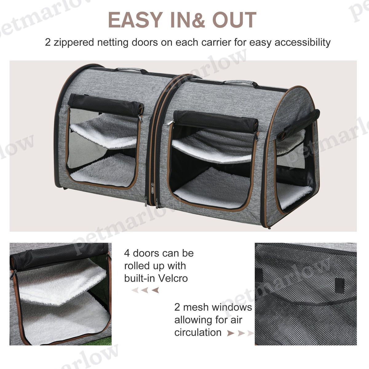 Portable Soft-Sided Cat Carrier for Travel with Divider