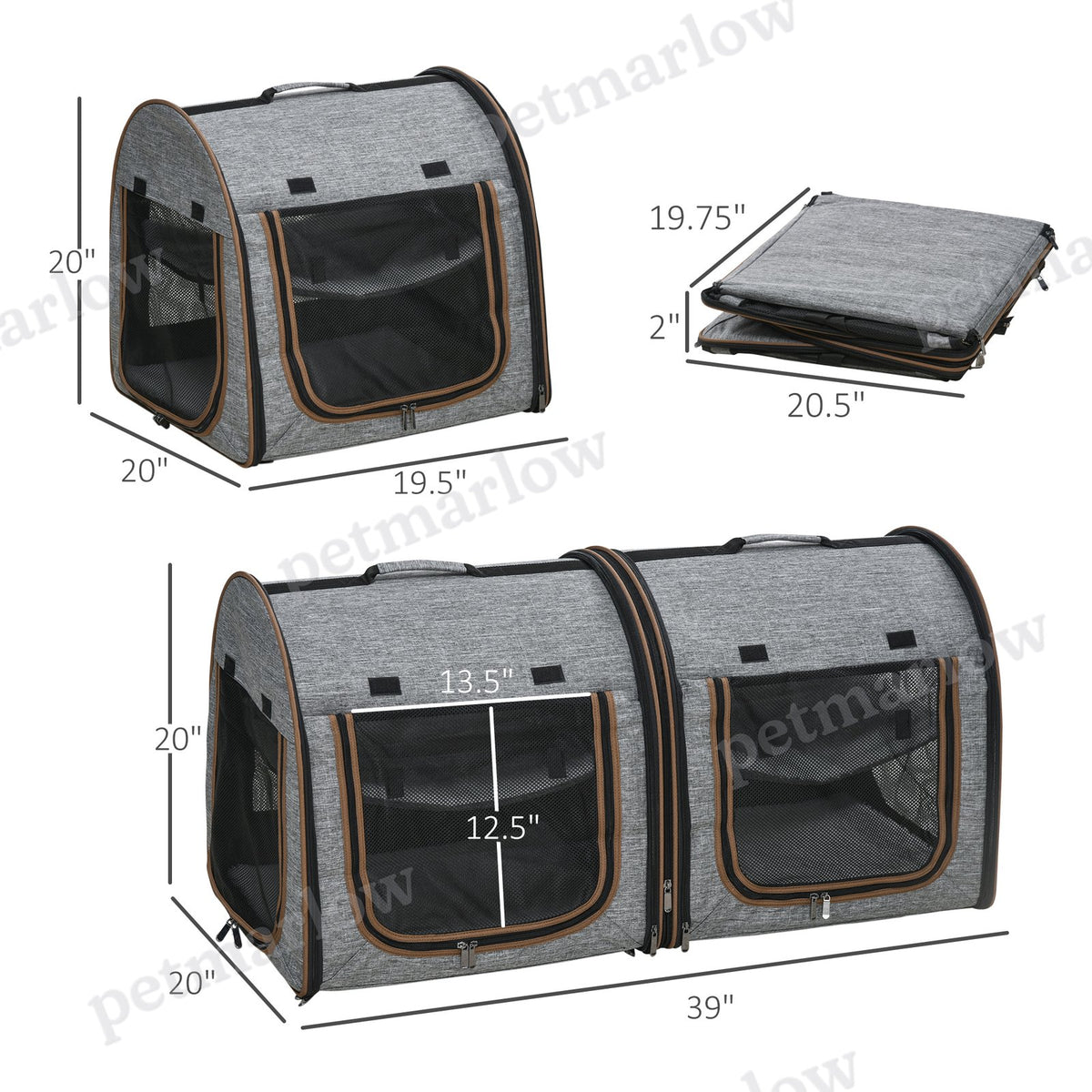 Portable Soft-Sided Pet Cat Carrier With Divider – view 3