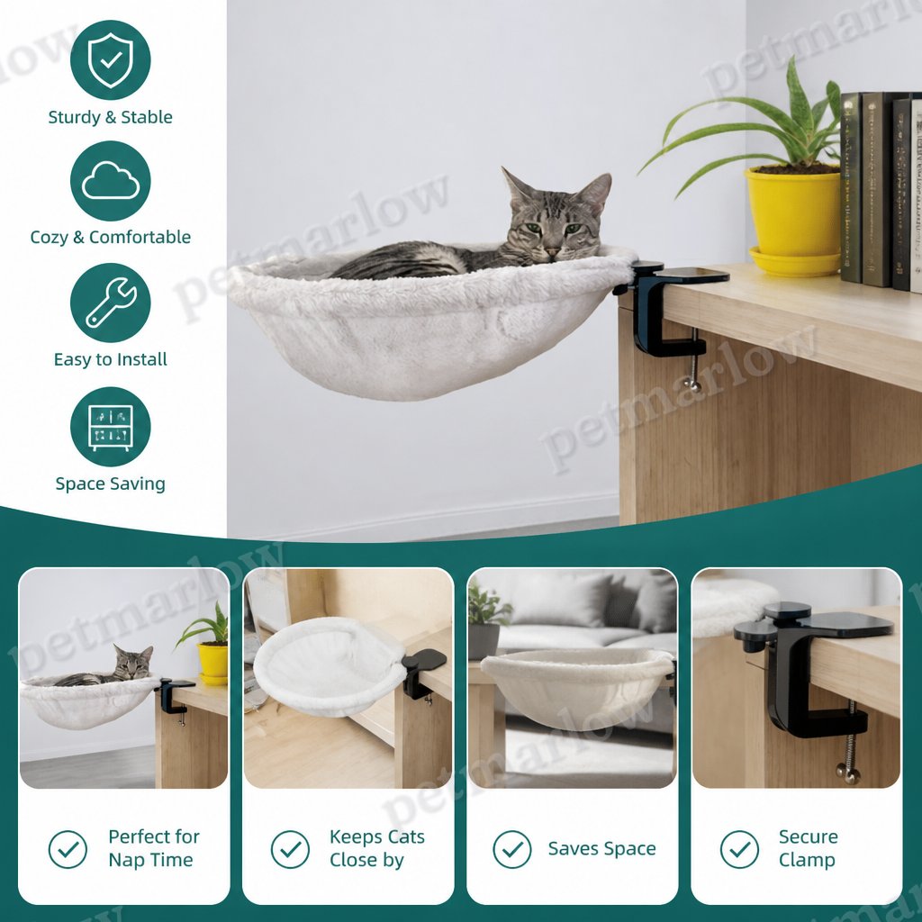 Premium Hanging Cat Hammock for Desks & Shelves – view 3